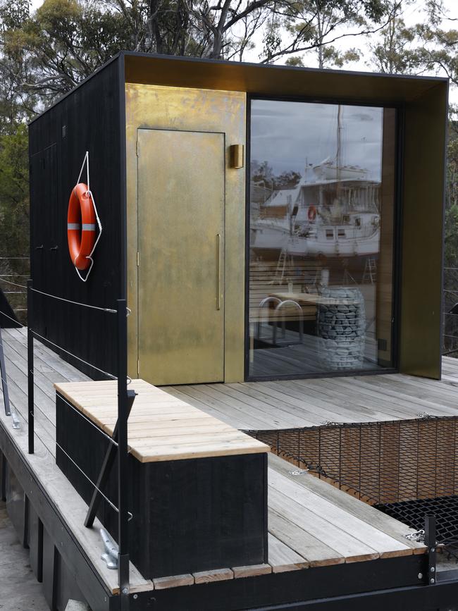 Dan Bush builder and director of Sauna Boat Tasmania that will be floated off the water at Kettering. Picture: Nikki Davis-Jones