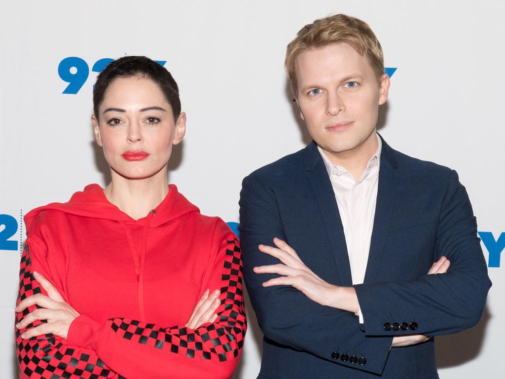 Rose McGowan and Ronan Farrow. Picture: Getty