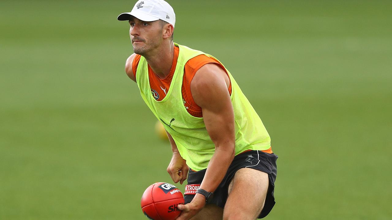 Carlton big man Marc Pittonet suffered a head knock in training today. Picture: Getty Images