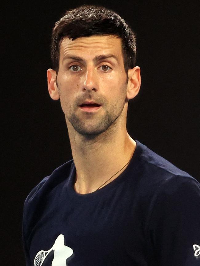 Novak Djokovic at a practice session on Friday ahead of the Australian Open tennis tournament in Melbourne. Picture: Martin Keep / AFP