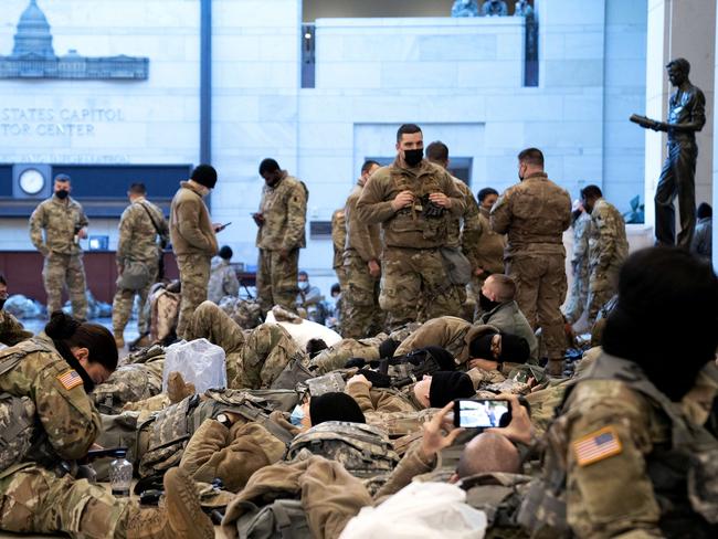 A record troop turn out assembled in Washington after last week’s Capitol riots. Picture: AFP