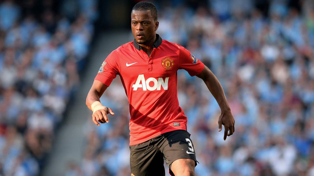 Patrice Evra playing for Manchester United in 2013.