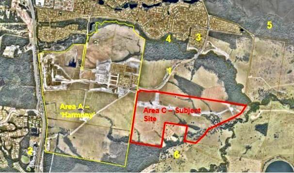 A section outlined in red shows a 149-hectare Palmview property which is proposed to be developed to accommodate up to 1190 homes. Picture: Contributed