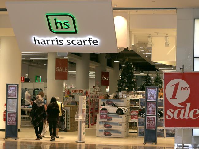 Harris Scarfe signage is seen in Rundle Mall, Adelaide, Wednesday, December 11, 2019. Historic department store chain Harris Scarfe has gone into receivership. (AAP Image/Kelly Barnes) NO ARCHIVING