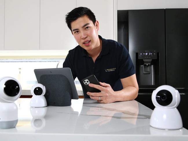 Dr Vincent Candrawinata said he did plenty of research before setting up his Sydney home with smart devices. Picture: Toby Zerna