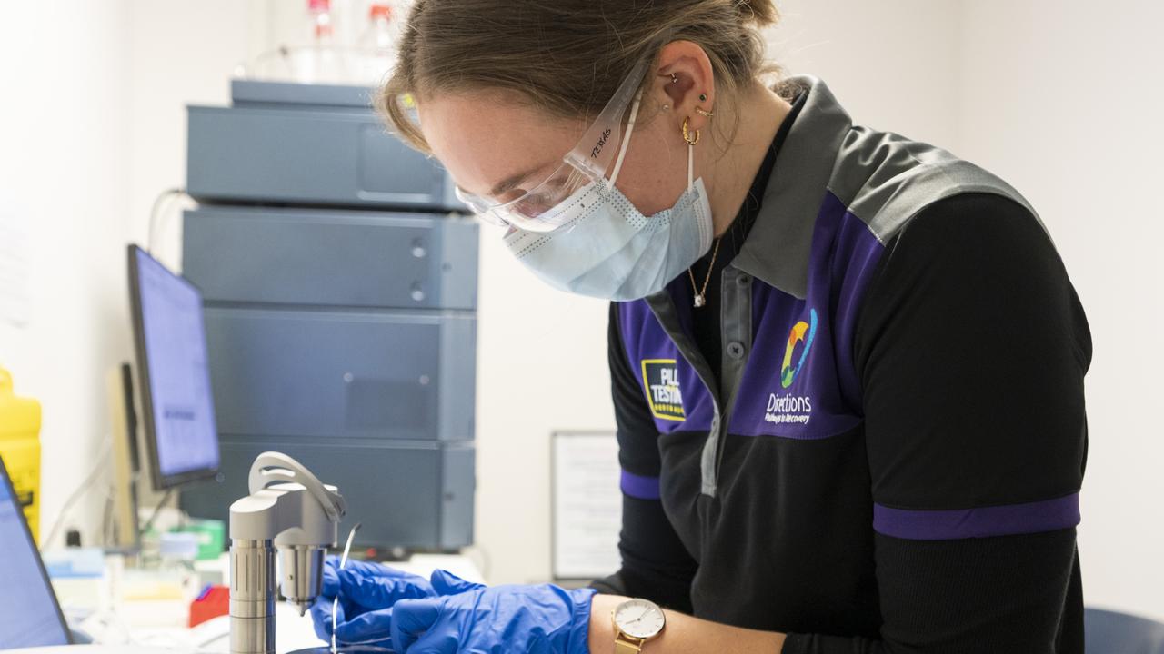 Chemical analyst Cassidy runs tests at Australia’s first fixed pill-testing clinic CanTEST Health and Drug Checking Service in Canberra. Picture: NCA NewsWire / Martin Ollman