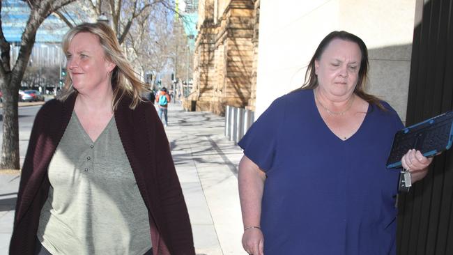 Mr Faggotter’s daughters, Torie Lee-Anne Cooper and Naomi Joy Porter leaving court in August. Picture: Dean Martin.