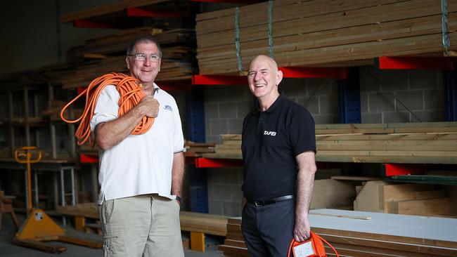 TAFE carpentry teacher Ian Wallace with team leader for electro technology Lee Wilton at the TAFE Nirimba campus. Picture: Carmela Roche