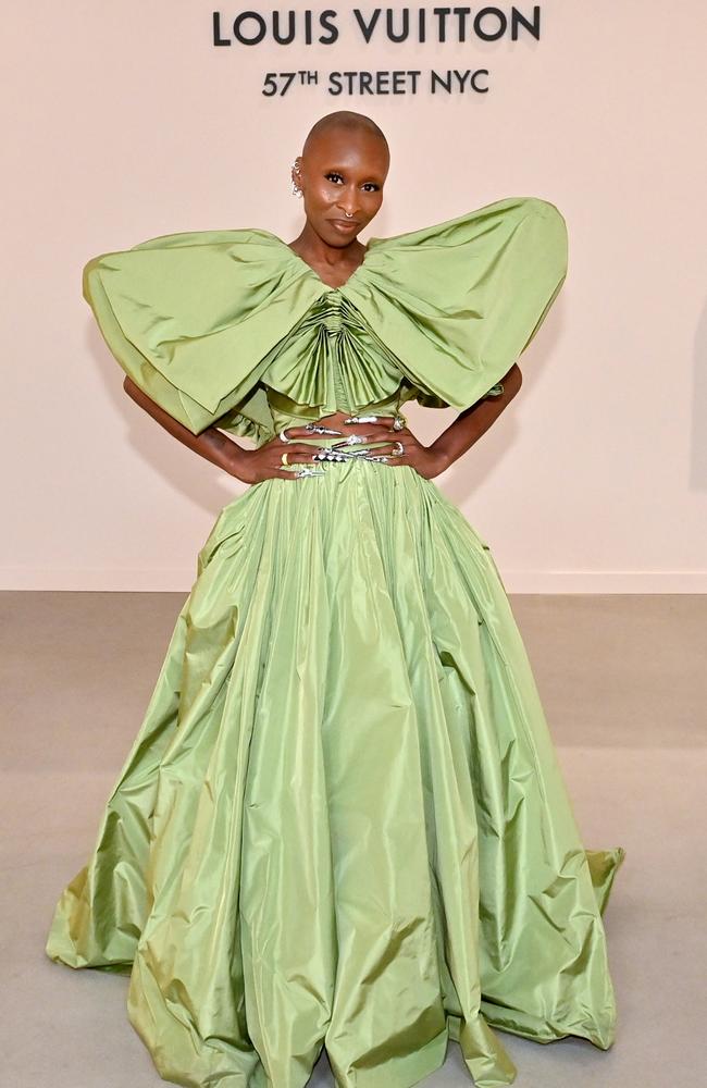 Keeping with the green theme of her upcoming film ‘Wicked’, Cynthia Erivo was also at the Louis Vuitton store opening. Picture: Bryan Bedder/Getty Images for Louis Vuitton