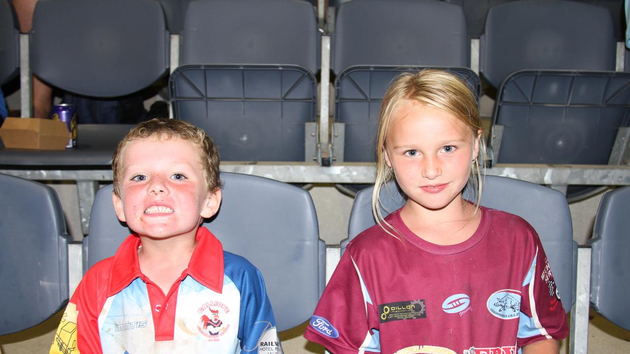 William Langhans of Tannum Sands and Kaikeasha Boston of Calliope had a great time at the rugby league game between the Central Queensland Capras and the Sunshine Coast Falcons at Marley Brown Oval. Picture: Rodney Stevens