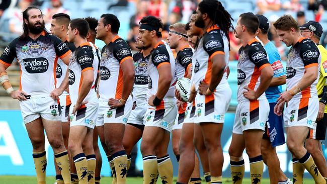 The struggles continue for Wests Tigers. Picture: Gregg Porteous
