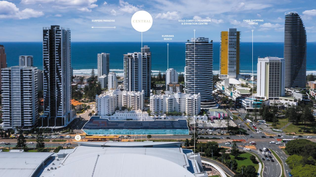 Mark up of the Main Place development site in Broadbeach.