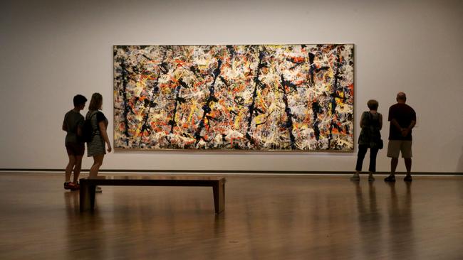 The newly redesigned and rehung International galleries displays Blue Poles upstairs at the National Gallery of Australia in Canberra.