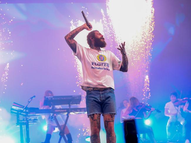 Post Malone performs at the RNA Showgrounds. Photo - Stephen Archer