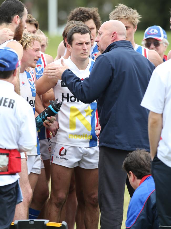 Laird speaks to his players last year. Picture: AAP Image/Dean Martin