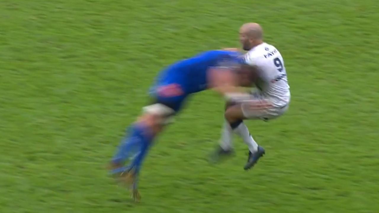 A red card for one of the worst rugby tackles ever seen was given out on Saturday.