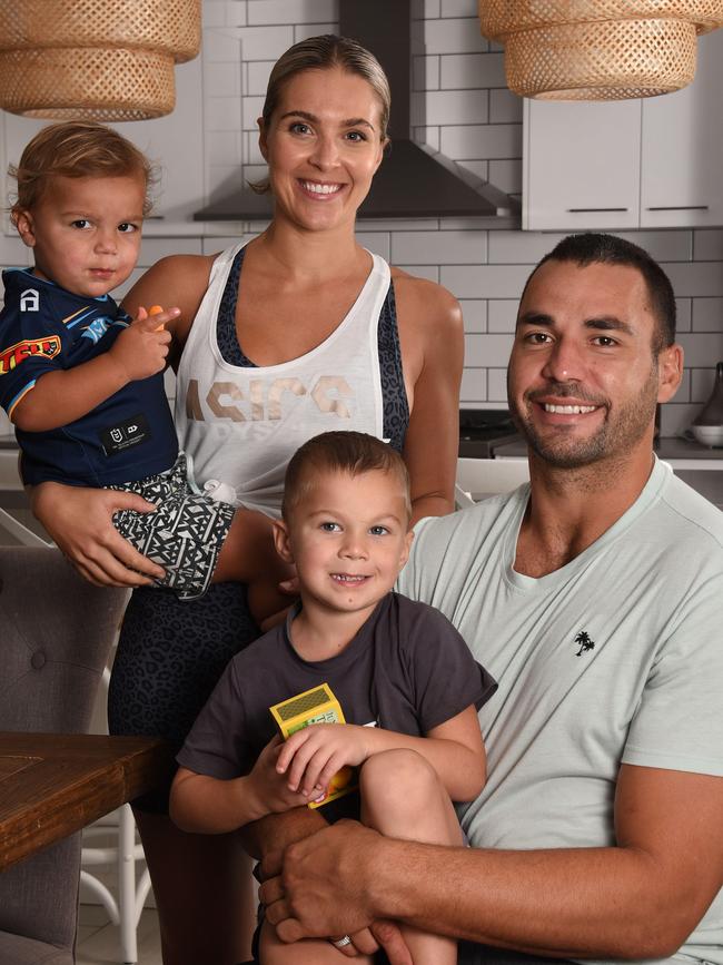 The Titans skipper with his family.