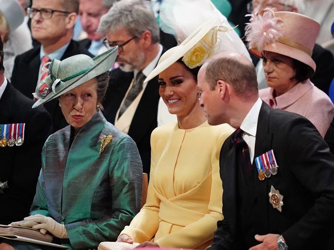 Princess Anne, with Kate and Prince William, remains one of the hardest working royals. Picture: AFP