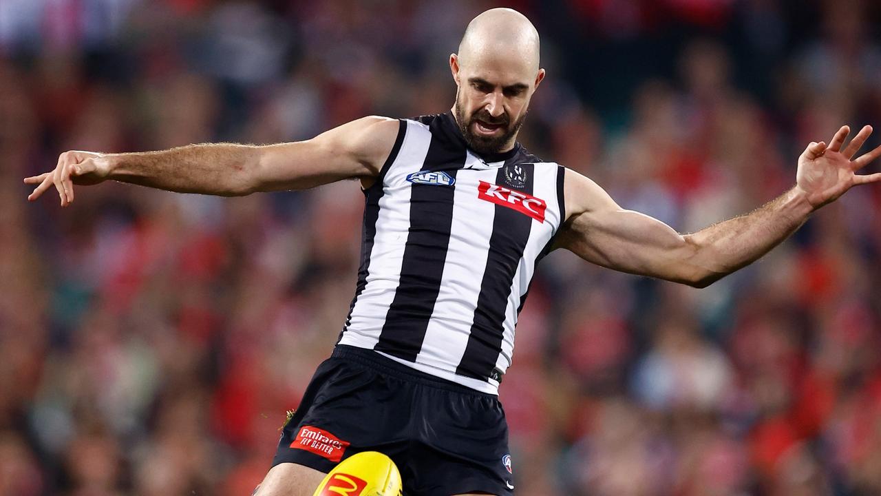 Collingwood wingman Steele Sidebottom is on the verge of a new deal to play on in 2025. Picture: Michael Willson / Getty Images