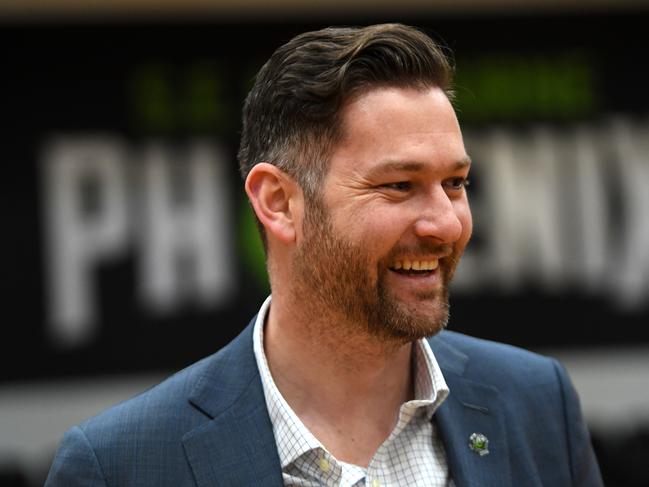 Melbourne Phoenix general manager Tommy Greer speaks to the media during a press conference at the State Basketball Centre, Melbourne, Monday, September 30, 2019. (AAP Image/James Ross) NO ARCHIVING