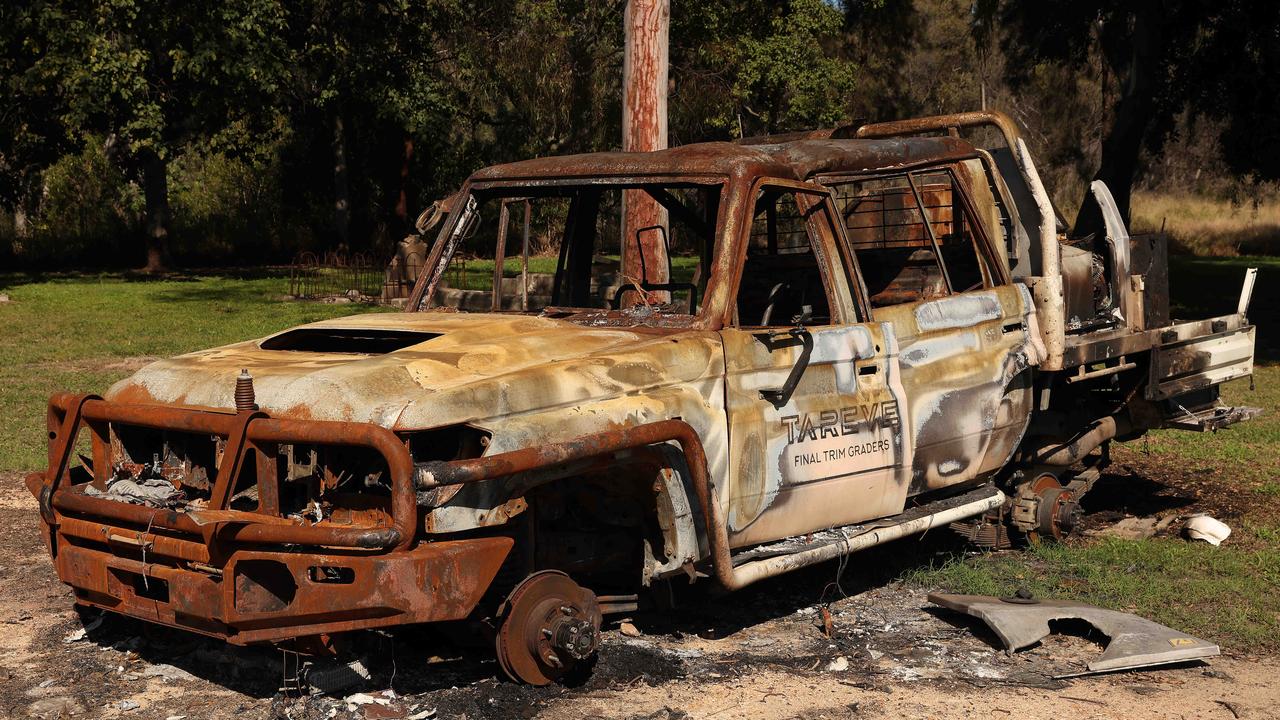 Burnt out car in Boggabilla near Goondiwindi. Picture: Liam Kidston