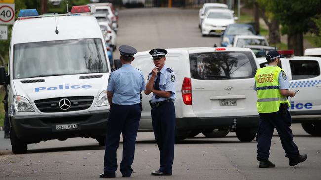 Police at the crime scene after the alleged shooting earlier this month. Picture: David Swift