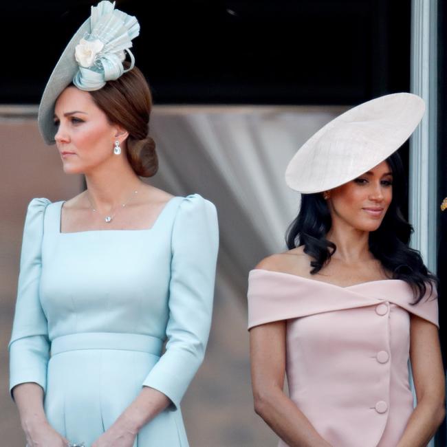 Tension...Kate Middleton and Meghan Markle. Picture: Max Mumby/Indigo/Getty Images