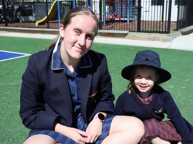 Ballarat Christian College preps started their first morning with Year 12 buddies. Picture: Ballarat Christian College