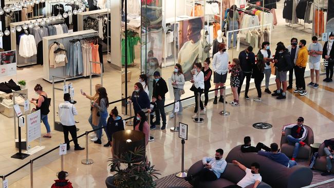 Busy scenes at Chadstone Shopping centre as restrictions were eased. Picture Rebecca Michael.