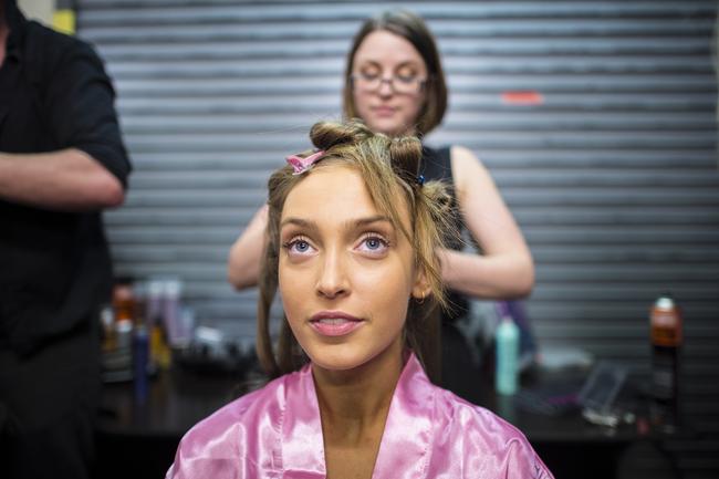 Miss Universe Australia Behind the scenes at the Sofitel Hotel on Collins. Miss Universe hopefuls nervously prepare before going on stage in front of hundreds of people hoping to be chosen as the next Miss Universe.