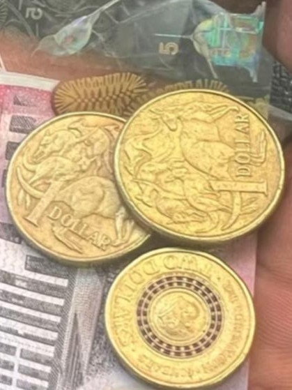 A coin collector was buying a meat pie from the servo when he was handed this change. Picture: TikTok.