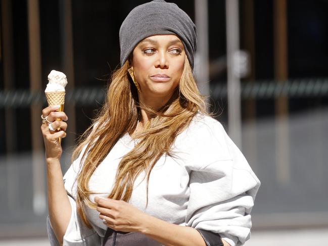 Tyra Banks recently enjoying an ice cream in Darling Harbour. Picture: Sam Ruttyn