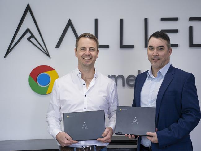 Allied Corporation senior vice-president sales & marketing Luke Flesher, left, with chief executive and founder Aron Saether-Jackson. Picture: Supplied by Allied Corporation