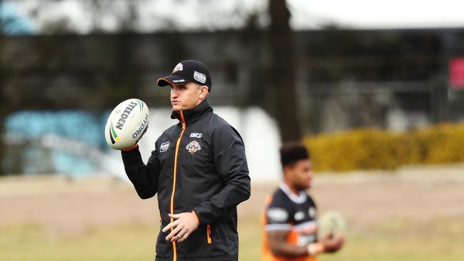 Wests Tigers NRL coach Ivan Cleary during a closed training session at Concord Oval, Sydney. Picture: Brett Costello