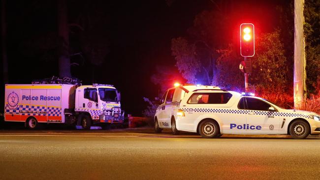 The scene at Ingleside where a man was shot by police on Saturday night. Picture: Steve Tyson