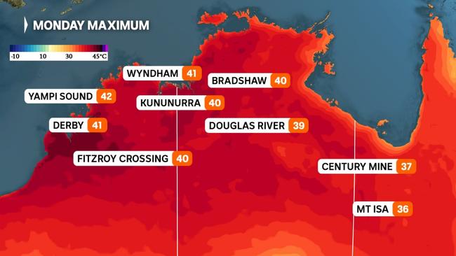 A remote area in the Pilbara has recorded Australia's new winter highest winter temperature on record. A weather station at Yampi Sound in Western Australia recorded a temprature of 41.5degrees shortly before 3pm on Monday. While the temprature is yet to be verified by the Bureaur of Meterology, it's understood the tempreature will now be be the highest on official record for an Australian . Picture: ABC