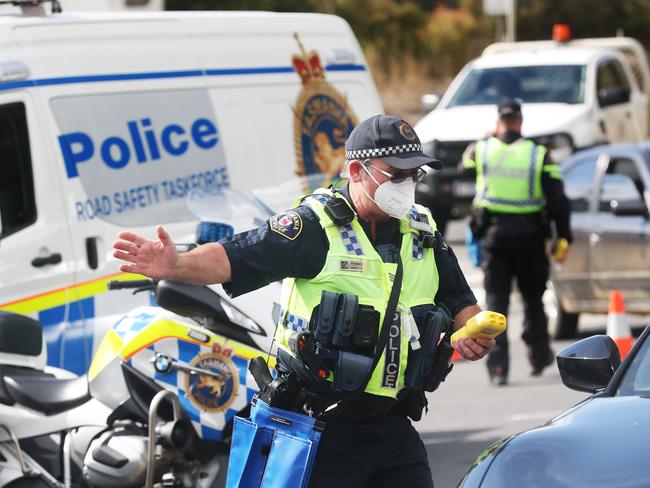 Tasmania Police conducting a traffic operation in Hobart last month. Picture: Nikki Davis-Jones