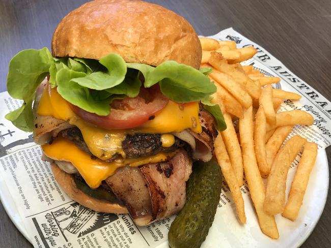 Stacked burger at O’Donoghue’s. Picture: Jenifer Jagielski