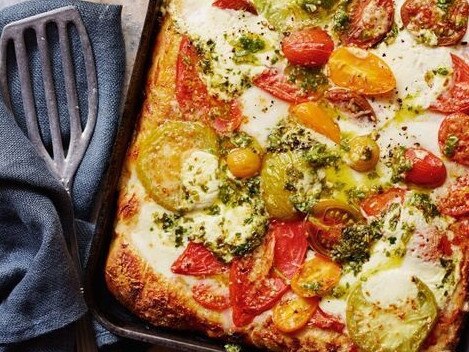 Tomato and pesto pizza is classic.