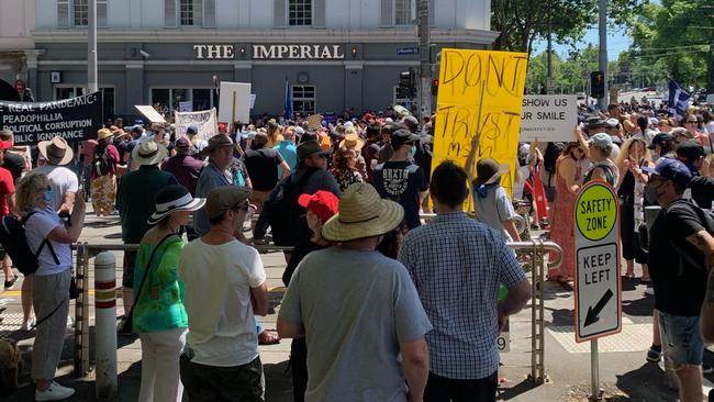 Scenes from a protest in Melbourne. Picture: Brianna Travers