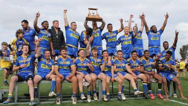 The victorious Junee Diesels reserve grade team after taking out the 2022 Group 9 reserve grade grand final. Photo: Hayley Robertson/Junee Diesels