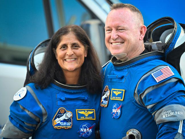 NASA astronauts Suni Williams and Butch Wilmore, wearing Boeing spacesuits, before their departure from Florida in June 2024. Picture: AFP