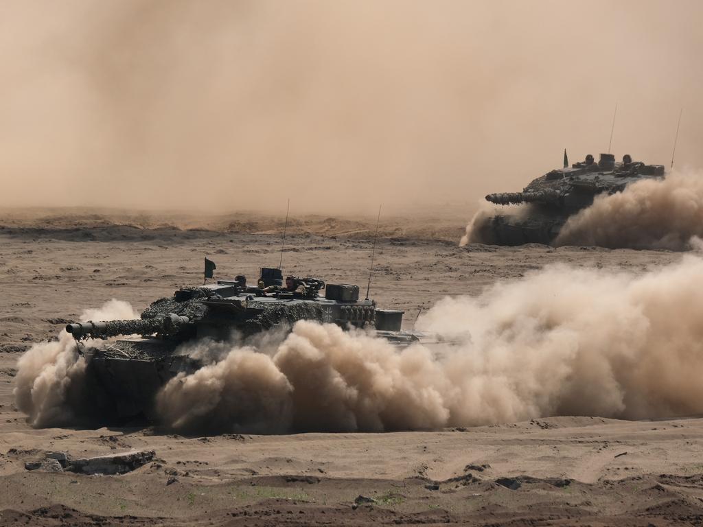 Leopard 2 main battle tanks of the German armed forces. Picture: Sean Gallup/Getty Images