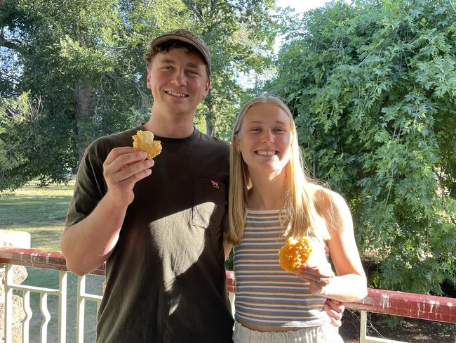 Sophie and Nathan Cotton at Lake Wendouree in Ballarat for the 2024 New Year's Eve fireworks. Picture: Timothy Cox