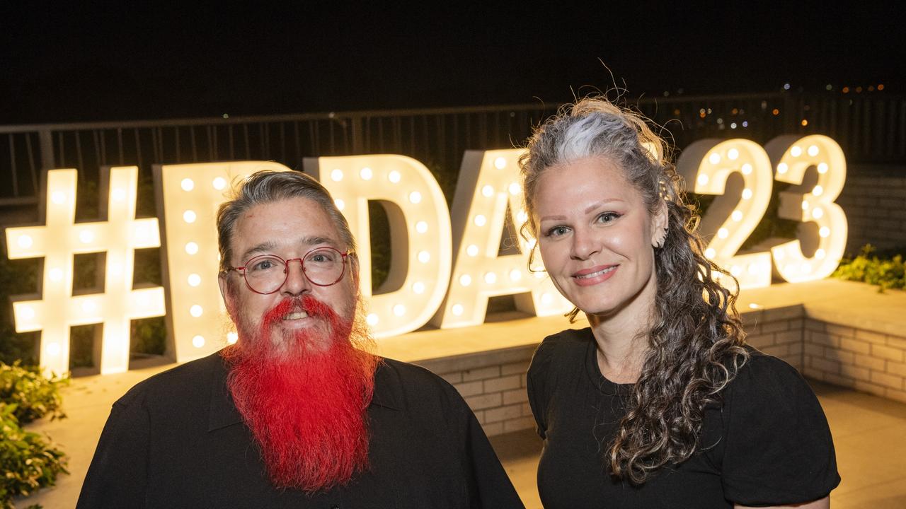 Auslan interpreters Jaime Woodcock and Summer Smith at the Business disABILITY Awards. Picture: Kevin Farmer