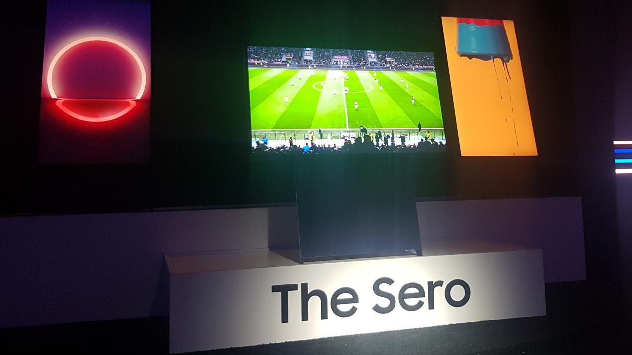 Samsung's rotating, vertical TV The Sero – unveiled at CES, Las Vegas. Photo: Tanya French