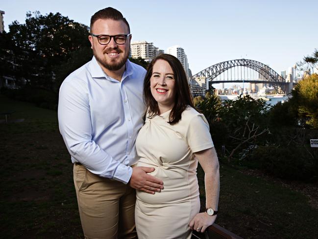 The couple shortly after announcing their baby news. Picture: Adam Yip