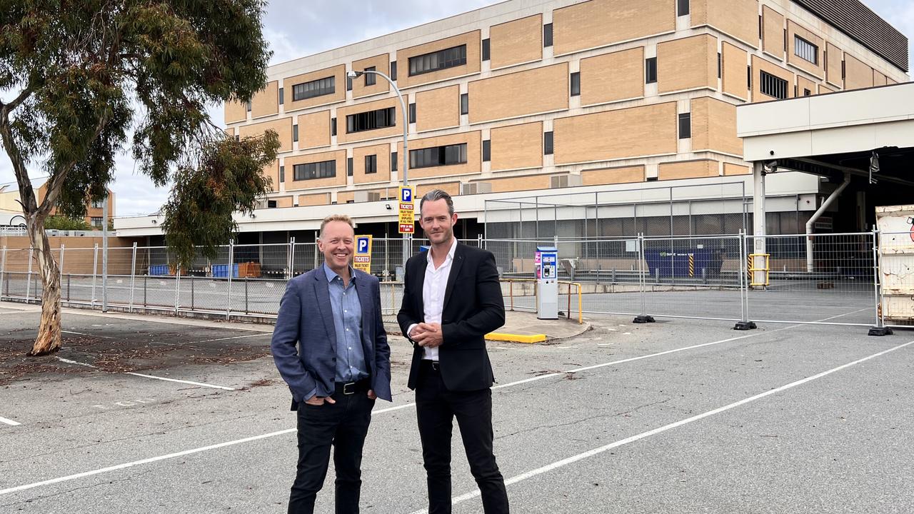 Sam Kennard and Tim Gurner at the Australia Post site in the west of the Adelaide CBD. Picture: Supplied.