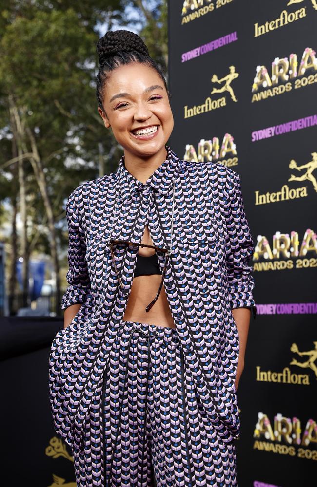 Aisha Dee on the red carpet of the 2022 ARIA Awards at the Hordern Pavilion, Moore Park. Picture: Jonathan Ng