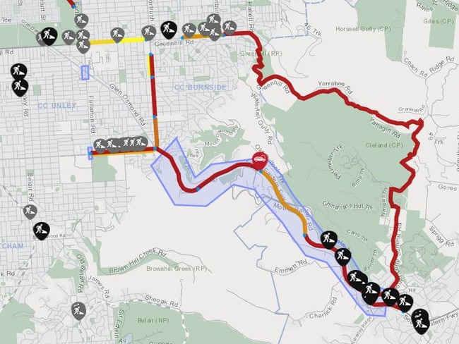 A screengrab of traffic.sa.gov.au’s showing heavy delays on the freeway and leading up to it.